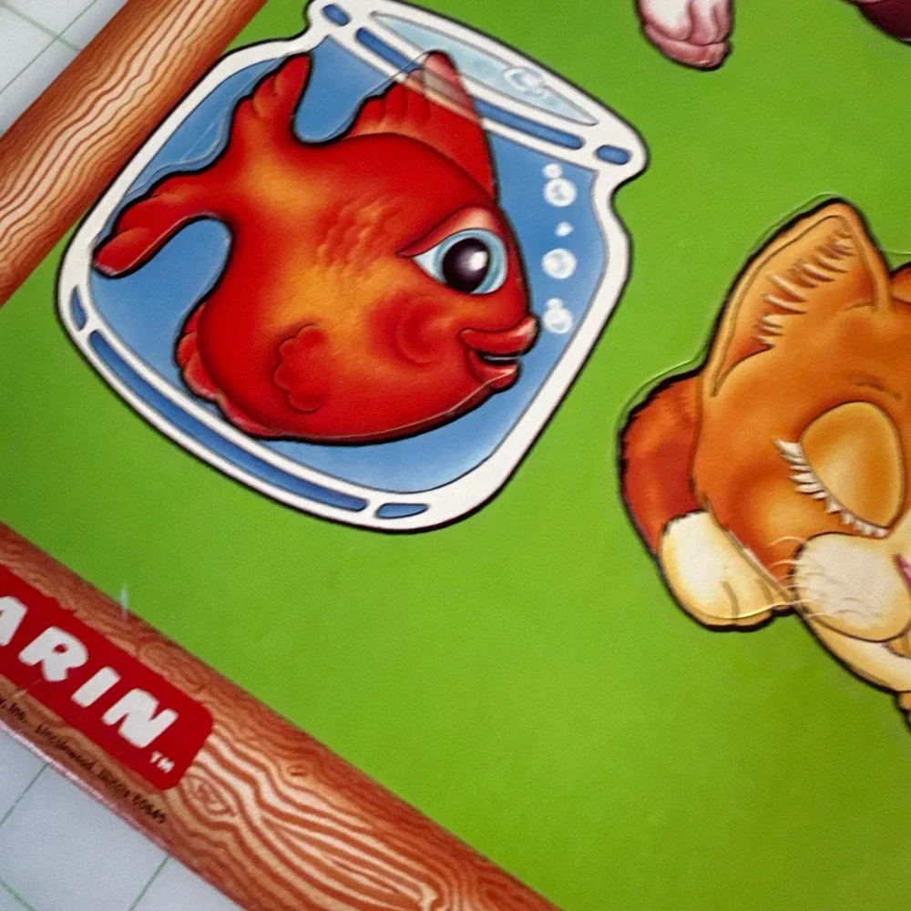 Vintage 80s Chinkies thick board animal pet puzzle 1984 learning toddler toy
